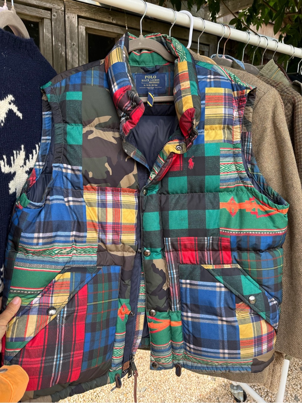 Polo by Ralph Lauren Multicolor Patchwork Plaid Down Vest